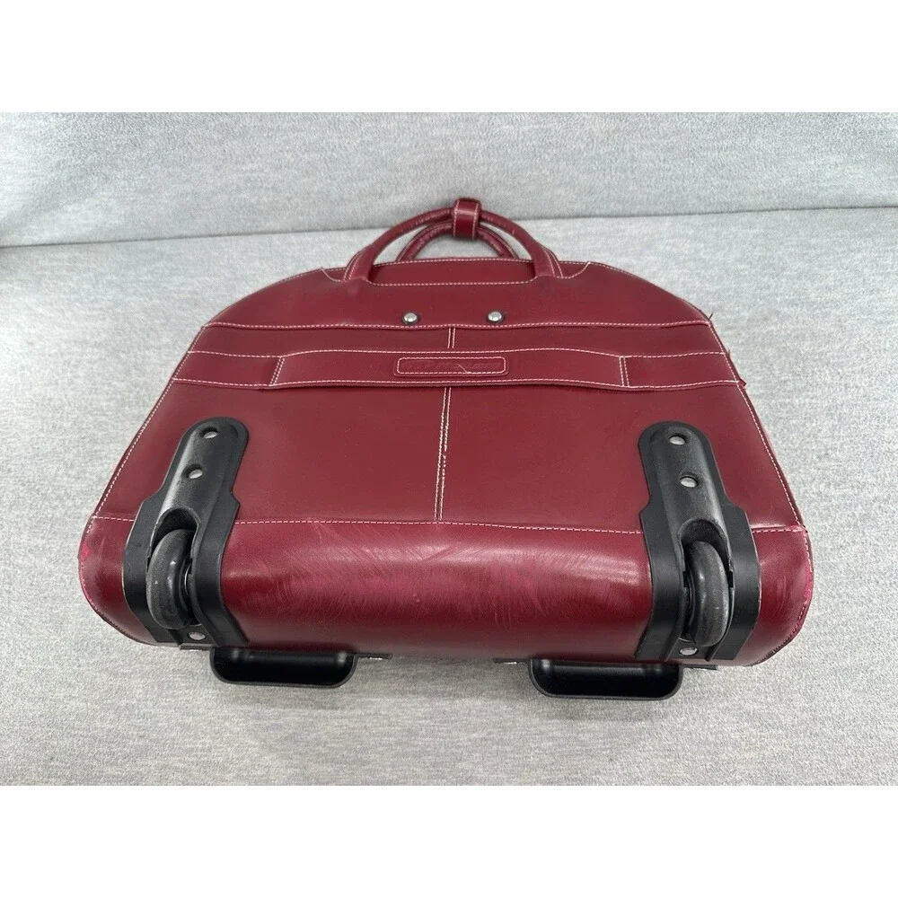 McKLEIN Red Leather Wheeled Laptop Case 15.6” Rolling Briefcase